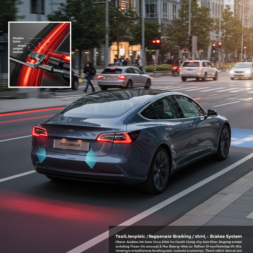 Generate a high-quality, relevant image prompt for an article about: Tesla Regenerative Braking: Do