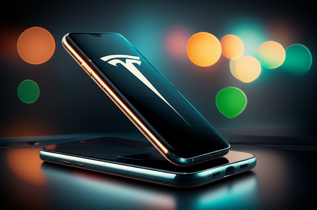 Generate a high-quality, relevant image prompt for an article about: Tesla 5G Phone Launched: Stunni