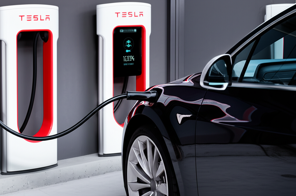 Generate a high-quality, relevant image prompt for an article about: Tesla 100% Charge: Safe & Optim